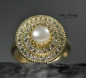 Preview: 925 Silber - Ring Gold Perle - Zirkonia - 14k Vergoldet - Süsswasserperle - Eleganter Schmuck - Verstellbar - Handmade -  Geschenk für Sie